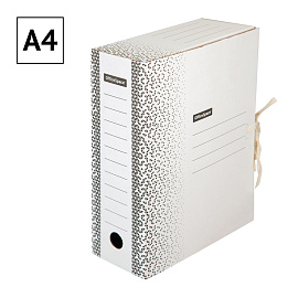 Папка архивная с завязками OfficeSpace "Standard" плотная, микрогофрокартон, 100мм, белая, 900л.