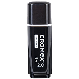 Флеш-диск 4 GB, CROMEX (КРОМЕКС) Standard USB 2.0, черный, 514156