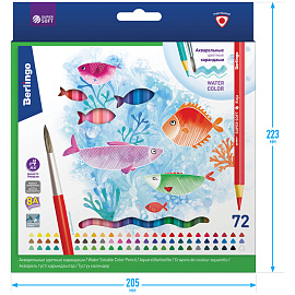 Карандаши акварельные Berlingo "SuperSoft. Рыбки", 72цв.+кисть, трехгран., заточен., картон, европодвес фото Карандаши акварельные Berlingo "SuperSoft. Рыбки", 72цв.+кисть, трехгран., заточен., картон, европодвес