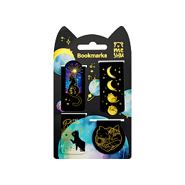 Закладки магнитные для книг, 4шт., MESHU "Moon cat", софт-тач, фольга фото Закладки магнитные для книг, 4шт., MESHU "Moon cat", софт-тач, фольга