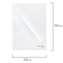 Папка-уголок жесткая А4, прозрачная, 0,15 мм, BRAUBERG EXTRA, 271701