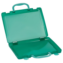 Портфель-кейс 1 отделение СТАММ, А4, 275*375*57мм, на защелках, тонированный зеленый