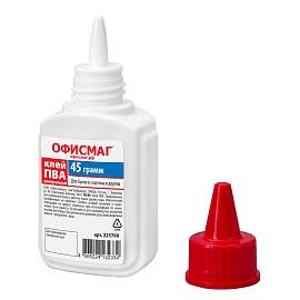 Клей ПВА ОФИСМАГ (бумага, картон, дерево), 45 г, РОССИЯ, 225760