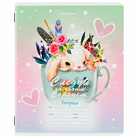 Тетрадь 12 л. BRAUBERG клетка, обложка картон, ЗВЕРУШКИ, 107264
