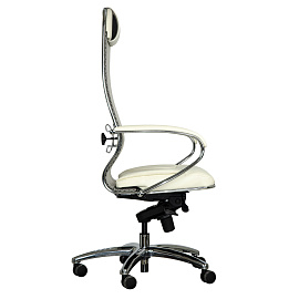 Кресло офисное МЕТТА "SAMURAI" SL-1, сверхпрочная ткань-сетка/экокожа, бежевое