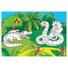 Раскраска с цв. фоном А4, 16 стр., ТРИ СОВЫ "Мамы и малыши