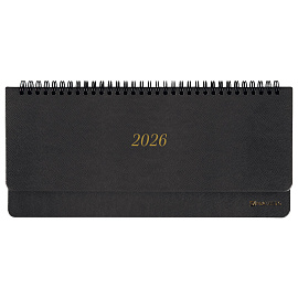 Планинг датированный 2026 305х140 мм BRAUBERG "Iguana", под кожу, черный, 117224