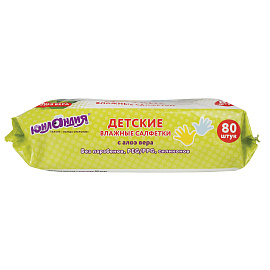 Салфетки влажные детские 80 шт., универсальные, 0+, очищающие, ЮНЛАНДИЯ, 129894