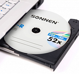 Диск CD-R SONNEN 700 Mb 52x Cake Box (упаковка на шпиле), КОМПЛЕКТ 50 шт., 512570