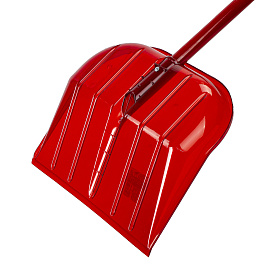 Лопата снеговая 44х38 см "ПОЛИКАРБОНАТ" ГРАНДМАСТЕР, ПРОЧНАЯ, алюминиевый черенок с V-ручкой 130 см, цвет красный, 606625