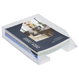 Лоток для бумаг горизонтальный СТАММ "Фаворит", прозрачный фото Лоток для бумаг горизонтальный СТАММ "Фаворит", прозрачный