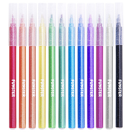 Фломастеры с блестками FUNSTER (ФАНСТЕР) "GLITTER" 12 цветов, ударопрочный наконечник, 152629