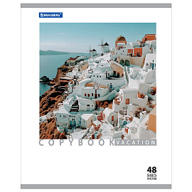 Тетрадь А5, 48 л., BRAUBERG скоба, клетка, обложка картон, КАНИКУЛЫ, 401819