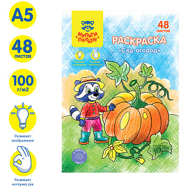 Раскраска в папке А5, 48 л. Мульти-Пульти "Сад-огород