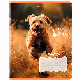 Тетрадь 18 л. BRAUBERG клетка, обложка картон, СОБАЧКИ, 107295