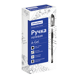 Ручка гелевая OfficeSpace "A-Gel" черная, 0,5мм, грип