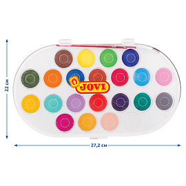 Акварель JOVI, 22 цвета, большие кюветы, с кистью, пластик фото Акварель JOVI, 22 цвета, большие кюветы, с кистью, пластик