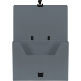 Папка-портфель 1 отделение СТАММ А4, 600мкм, на замке, пластик, серый