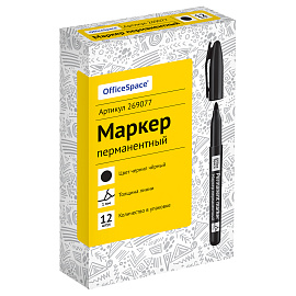 Маркер перманентный OfficeSpace черный, пулевидный, 1,0мм фото Маркер перманентный OfficeSpace черный, пулевидный, 1,0мм