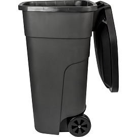 Контейнер-бак мусорный 110 л пластиковый на 2-х колесах с крышкой серый/черный