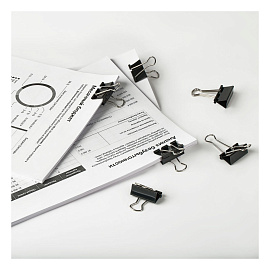 Зажимы для бумаг 32мм, OfficeSpace, 12шт., черные, картонная коробка фото Зажимы для бумаг 32мм, OfficeSpace, 12шт., черные, картонная коробка