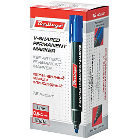 Маркер перманентный Berlingo "Multiline PE400" синий, скошенный, 0,5-4мм