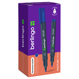 Маркер перманентный Berlingo "Multiline PE400" синий, скошенный, 0,5-4мм