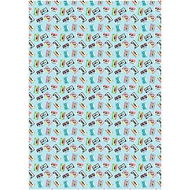 Упаковочная бумага глянц. 70*100см, MESHU "Кассеты", 80г/м2 фото Упаковочная бумага глянц. 70*100см, MESHU "Кассеты", 80г/м2