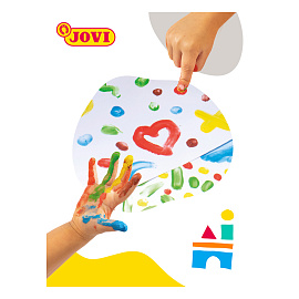 Краски пальчиковые JOVI (Испания), набор, 6 цветов по 125 мл, 9 предметов, клеенка, 566