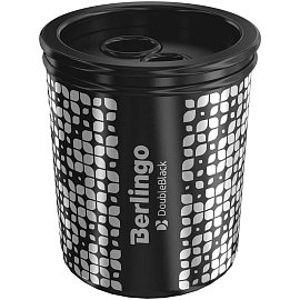 Точилка пластиковая Berlingo "DoubleBlack" 2 отверстия, контейнер, ассорти