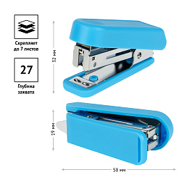 Мини-степлер №10 OfficeSpace до 7л., пластиковый корпус, синий фото Мини-степлер №10 OfficeSpace до 7л., пластиковый корпус, синий