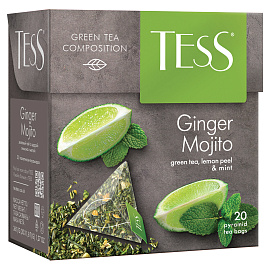 Чай зеленый Tess Ginger Mojito 20 пакетиков (лимон, мята)