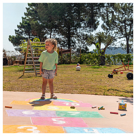 Мел цветной JOVI (Испания), набор 20 шт., для рисования на асфальте, круглый, пластиковое ведро, 1130