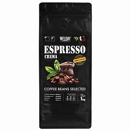 Кофе в зернах WELDAY (ВЭЛДЭЙ) "ESPRESSO Crema" 1 кг, 623439, УТ000015180