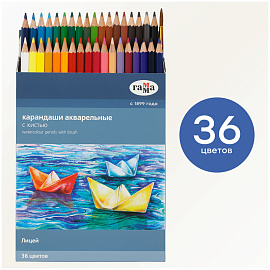 Карандаши акварельные ГАММА "Лицей", 36 цветов, заточенные, шестигранные, кисть, картонная упаковка, 221118_05 фото Карандаши акварельные ГАММА "Лицей", 36 цветов, заточенные, шестигранные, кисть, картонная упаковка, 221118_05