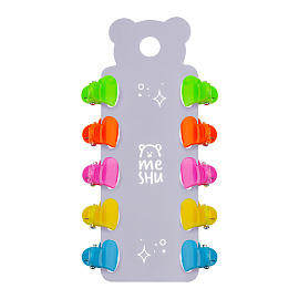 Заколки для волос MESHU, неоновые мини-крабики, 1см, 10шт., европодвес фото Заколки для волос MESHU, неоновые мини-крабики, 1см, 10шт., европодвес