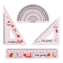 Набор чертежный MESHU "Cute Kittens" (линейка 15см, транспортир, 2 треугольника), пластик, ПВХ-пенал