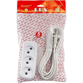 Удлинитель LUX У3-О-05 3 розетки 5 м фото Удлинитель LUX У3-О-05 3 розетки 5 м