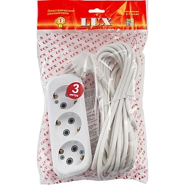 Удлинитель LUX У3-Е-03 3 розетки 3 м с заземлением белый фото Удлинитель LUX У3-Е-03 3 розетки 3 м с заземлением белый