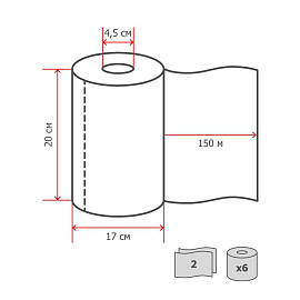 Полотенца бумажные рулонные с центральной вытяжкой Luscan Professional M4 2-слойные белые 6 рулонов по 150 метров