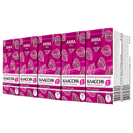 Платочки бумажные носовые AMRA 2-х слойные, СПАЙКА 10 пачек по 10 шт., 20х20 см, П00067305