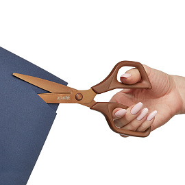 Ножницы 210 мм Attache Selection 3D с пластиковыми анатомическими ручками коричневого цвета