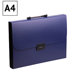 Папка-портфель 13 отделений OfficeSpace А4, 700мкм, на замке, пластик, синий фото Папка-портфель 13 отделений OfficeSpace А4, 700мкм, на замке, пластик, синий