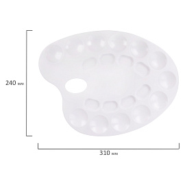 Палитра для рисования ПИФАГОР белая, пластиковая, овальная, 20 ячеек, 227808 фото Палитра для рисования ПИФАГОР белая, пластиковая, овальная, 20 ячеек, 227808