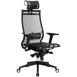 Кресло офисное МЕТТА "SAMURAI" Black Edition, сверхпрочная сетка, регулируемое, черное