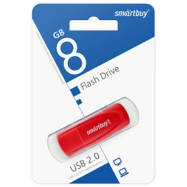 Флеш-диск 8 GB SMARTBUY Scout USB 2.0, красный, SB008GB2SCR