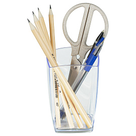 Подставка-стакан СТАММ "Тропик", пластиковая, квадратная, прозрачная