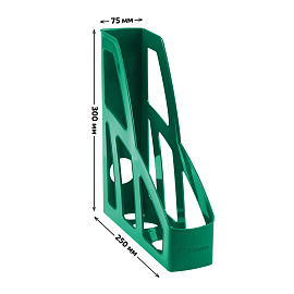 Лоток для бумаг вертикальный СТАММ "Лидер", зеленый, ширина 75мм фото Лоток для бумаг вертикальный СТАММ "Лидер", зеленый, ширина 75мм