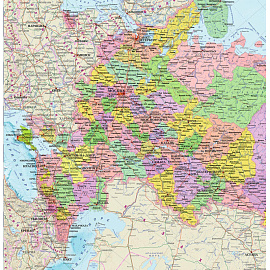 Карта России политико-административная 1:8 800 000 настенная 100x70 см