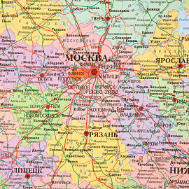 Карта России политико-административная 1:3 700 000 настенная 233x158 см с ламинацией